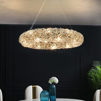 Rodada sala de estar lustre de cristal moderno a flor da lâmpada de ouro do quarto de cristal, de luzes,de luxo, iluminação da loja de roupa