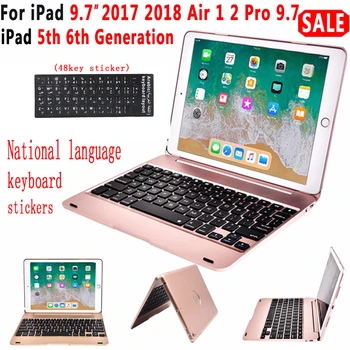 Para apple iPad ar 1/2 Pro iPad de 9,7 teclado sem fio Bluetooth dobrável 78 chave Para o iPad ar 2017/2018 queda de proteção shell