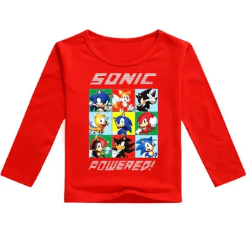 Moda Sonic The Hedgehog Camisa De T De Crianças Base Camisa Primavera Meninos Roupas Casuais Cartoon Solta Meninas Tops De Manga Longa Crianças Tees