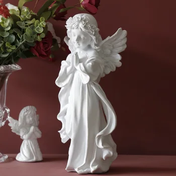 Linda Garota Anjo Estatueta Ornamento de Resina Estátuas Europeia vintage Esculturas Artísticas de Artesanato TV em Casa Gabinete Decoração Presente