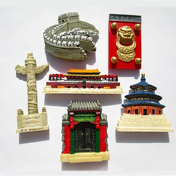 Grande Parede com Características Chinesas de Pequim, Praça Tiananmen dos Turistas Lembrança de Resina 3D Resina dos Turistas Ímã de Geladeira