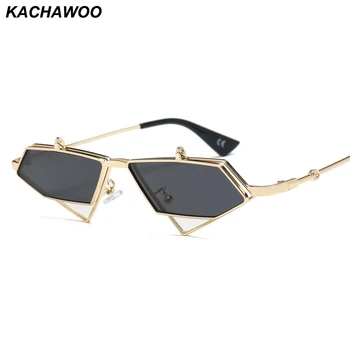 Kachawoo flip up homens óculos de sol estilo punk vermelho azul triângulo de metal vintage óculos de sol para mulheres acessórios de viagem
