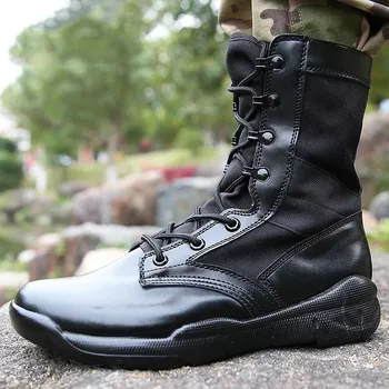Homens Respirável Ultraleve Combate Botas Impermeáveis Tático Militar Botas do sexo Masculino do curso ao ar livre, Caminhadas Sapatos de Couro, Ankle Boots