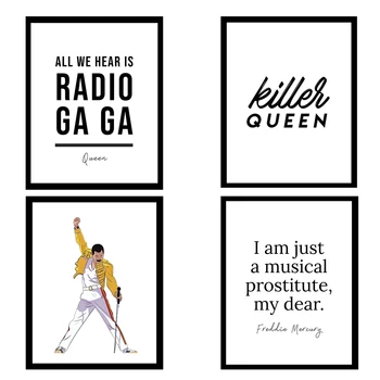 Pôsteres e Impressões do Queen de Freddie Mercury Music Cotação Cartaz Tela Decorativa de Pintura de Parede, Imagens de Arte para Decoração de Sala de estar