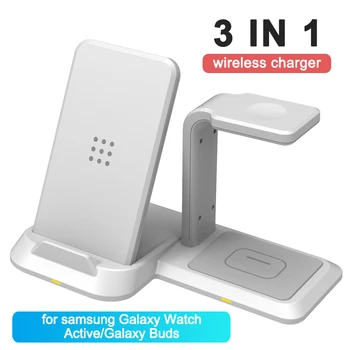 3 em 1 sem Fios Qi Carregador para Samsung S10 Plus S9 S8 sem Fio do Carregador Dock Station para Samsung Galaxy Watch Ativo/Galaxy Gomos