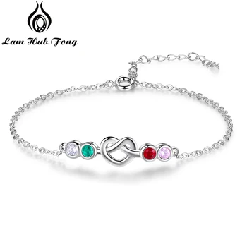 Nó Pulseiras para Mulheres Cor do arco-íris Pulseira Coração Meninas Ajustável elo da Cadeia de Braceletes de bijuterias (Lam Hub Fong)