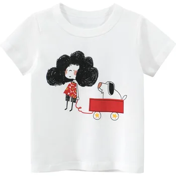 Menina das crianças T-Shirt de Verão de Bebê de Algodão Tops da Criança Tees de Roupas, Roupas de Crianças T-shirts de Manga Curta Casual