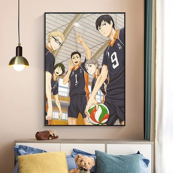 Anime Cartaz de Voleibol Menino Tela de Pintura Haikyuu Estilo Japonês de desenho animado Cartaz Cuadros Arte de Parede Fotos de Sala de estar