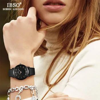 IBSO 7,6 MM Mulheres Relógios de Pulso Simples Feminino Relógio de Horas de Moda Montre Femme 2019 Quartz Ladies Watch Relógio Feminino