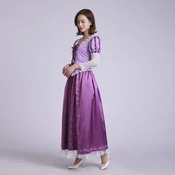 Dia das bruxas mulheres Rapunzel Fantasia Vestido Roxo Fase Emaranhado Trajes de Princesa Emaranhado Vestido de qualquer tamanho aceitar-custom makd