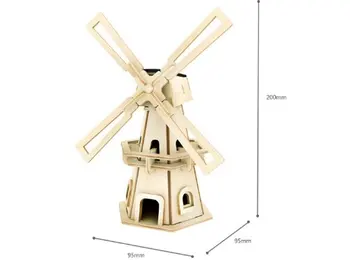 Energia Solar em 3D de Madeira, Quebra-cabeça, Brinquedos de DIY Kits de Tijolos de Madeira do Moinho de vento Para a Educação Infantil