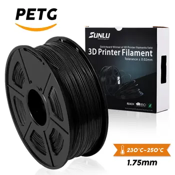 SUNLU PETG Filamento de 1,75 MM Cor Preta PETG Impressora 3D de Filamentos de 1KG Com Spool Lampshape Consumíveis