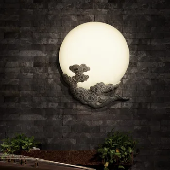 Lua chinês nuvem de parede de lâmpadas de luz hotel sala de cabeceira do quarto lâmpada moderna escada restaurante corredor suporte de luz sutiã