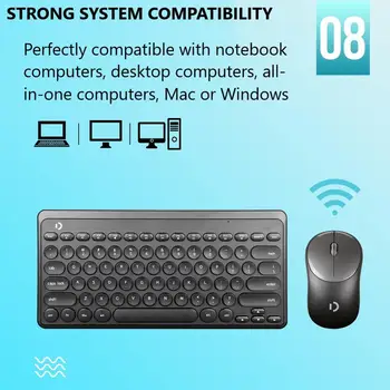 Teclado sem fio e Mouse Combo Punk Retro Silêncio Chocolate Chave Ultra-Fino Bonito Mini Teclado Ratos Definir para o Office Laptop PC