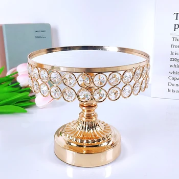 Ouro acrílico Espelho de Metal Bolo de Stand Rodada de Casamento Festa de Aniversário de Sobremesa de Cupcake Pedestal de Exibição da Placa de Decoração de Casa