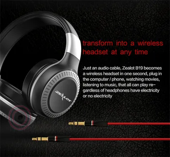 Zelote B19 Fones de ouvido Bluetooth Suporte Rádio fm,cartão do TF,AUX Dobrável Bass Estéreo de Fone de ouvido Fone de ouvido sem Fio com Microfone