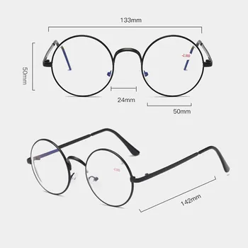 Elbru -1 -1.5 -2.0 -2.5 -3 -3.5 -4 Miopia Óculos de Metal Ronda do Quadro para Homens Mulheres Radiação à prova de Computador Míope de Vidro