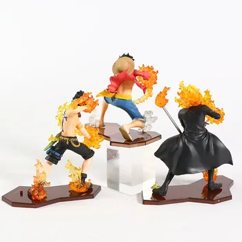 Anime One Piece Ataque Estilo Luffy + Sabo + Ace PVC Figuras Colecionáveis Modelo de Brinquedos 3pcs/set