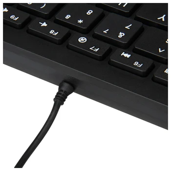 Com Tailandês, árabe, russo, hebraico adesivo Black Ultra fino Tranquila Pequeno Tamanho 78 Teclas Mini Teclado Multimídia USB Para notebook PC