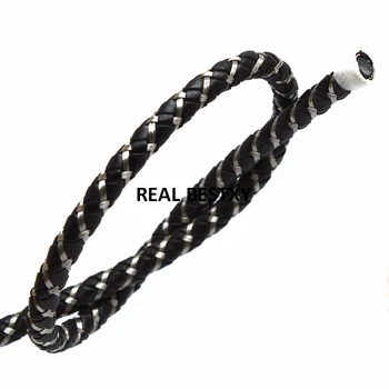 REAL XY aproximadamente 6mm de couro cabos de aço com rosca de couro seqüência de fios para fazer pulseiras de couro de cabo de aço de diy jóia