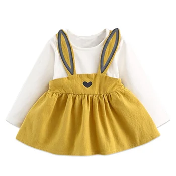 Baby Girl Dress Primavera, Outono Filhos Recém-Nascidos Roupas De Desenho Animado Infantil Orelhas De Coelho Terno De Meninas Roupas De Princesa Vestidos De Vestidos