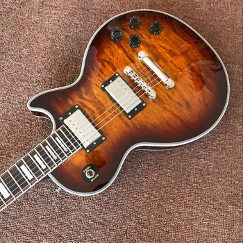 Custom 60 gitaar Tigre Chama-padrão personalizado de guitarra elétrica,hardware Cromado Sunburst guitarra,um pedaço do corpo do pescoço