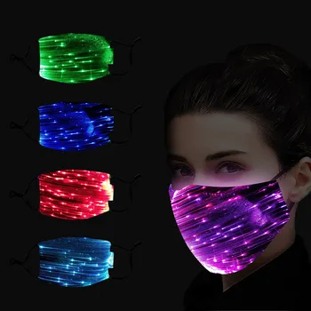 1Pcs LEVOU 7 Cores Luminosas Boca Máscara Reutilizável Festa de Dança de Poeira Masque Tecido Anti Poluição Máscara facial Com USB Mascarillas