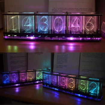 Tempo do Tubo Brilho do Tubo de Quase-Brilho do Tubo de Relógio Digital LED de Cor Completa do RGB Luz da Noite-Bar, Relógio de Decoração de Casa de Ornamento Presente