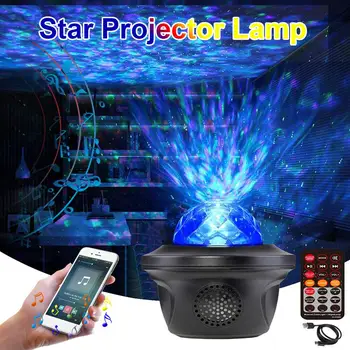 USB LED Estrelas, Noite, Luz de Música Água de Onda LED Estrelado de Luz do Projetor LED Bluetooth Galaxy Projector lâmpada da noite para crianças