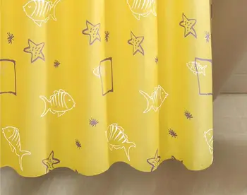 Amarelo Bonito dos desenhos animados Peixes, Estrelas-do-mar Impermeável Mofo Cortina de Chuveiro do Wc de Partição Cortina Cortina de Banheiro com Ganchos