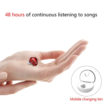 Worallymy Projeto da Forma do Coração Bluetooth 4.1 Telefone Tablet Único de Ouvido In-ear Fone de ouvido sem Fio Fone de ouvido Earbud