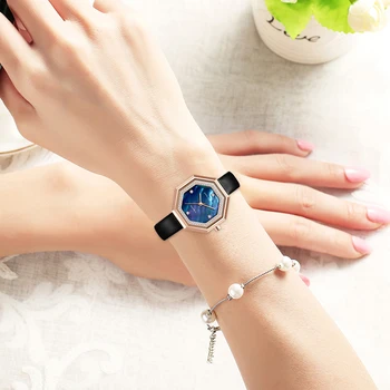 MINIFOCUS Moda Azul das Mulheres Relógio de Quartzo Senhora de Couro Feminino relógio de Pulso de Cristal Casual Impermeável Senhoras Relógios de Presente para a Esposa