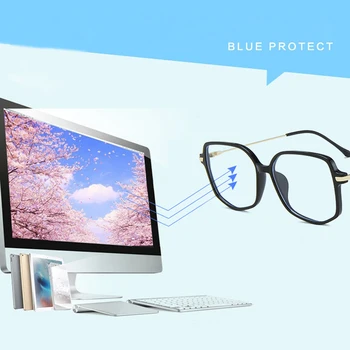 Iboode Transparente, Óculos de Mulheres com luz Azul Bloqueando Poligonal TR90 Retro Miopia Óculos de Armação Homens Computador Óptico Óculos
