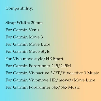 Milanese Loop Banda para Garmin Venu Vivoactive3/3t/música Inoxidável, Pulseira de Aço, Alça para Garmin Vivo Mover 20mm de Liberação Rápida