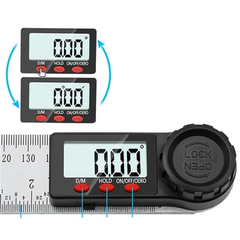 1Pcs 200/300 mm 0-360° Grau Digital Transferidor de Ângulo de Régua Display LCD de Aço Inoxidável Finder Medidor de Goniometer Inclinômetro