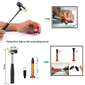Ferramenta Empurrar ganchos de ferramentas Paintless Dente da ferramenta de remoção do kit de Haste Carro pé-de-cabra de reparação de martelo toque para baixo dent ferramentas de reparo