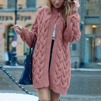 Inverno Elegantes Casacos de Inverno Solta Malhas Suéter de grandes dimensões Extra Soft High-end Cardigan Casaco de Tricô Para as Mulheres
