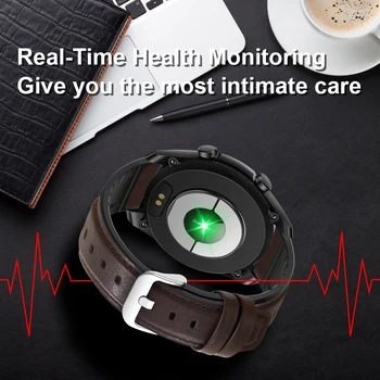 Chamada Bluetooth Smart Watch Para Homens Clássicos Pulseira De Couro Com Ecrã Táctil De Fitness Monitor De Frequência Cardíaca Assistir Ultra-Fino 2021
