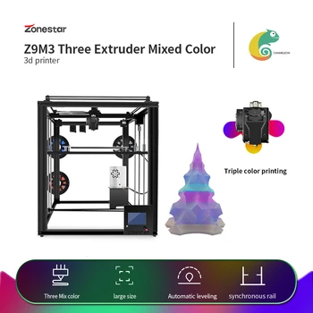 ZONESTAR Grande Titan Extrusora de Auto Mix de Cores 3-EM-1-OUT Estável Fechado de Alumínio de Sincronização de Quadro de Dupla Unidade Z Impressora 3D Diy Kit