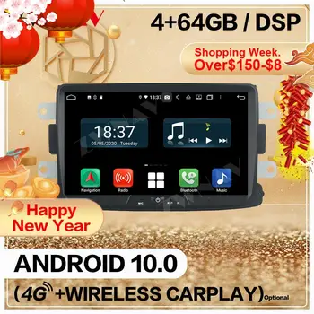4+128G Carplay Duplo Din Para Renault Duster 2012 2013 2016 Android De 10 Áudio de Rádio em seu GPS Navi Wifi Unidade de Cabeça de Auto Estéreo