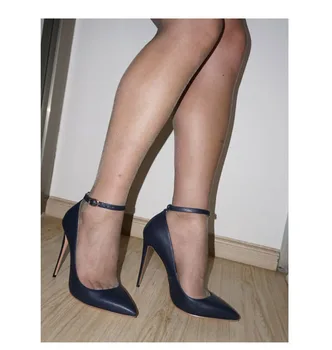 Sapatos femininos Apontou Toe Salto Alto Bombas tira Partido Clubwear shoes Preto Azul Marinho, sapato feminino