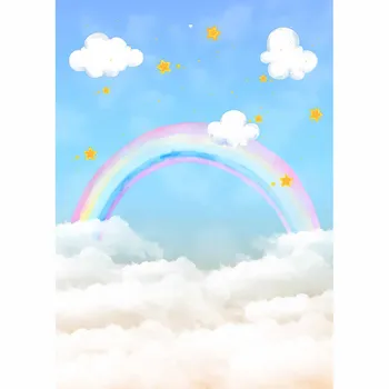 Allenjoy fotografia de paisagens arco-íris, Nuvens, céu azul de estrelas filhos do chuveiro do bebê recém-nascido de aniversário do estúdio de fotografia Fundos