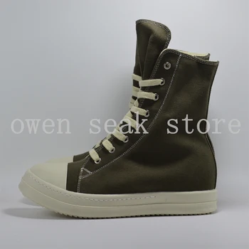 Owen Seak Homens Casuais Sapatos de Lona de Luxo Formadores de Tornozelo Botas de Laço Tênis Zip de Alta-TOP Hip Hop e Streetwear Flats Sapatos Pretos