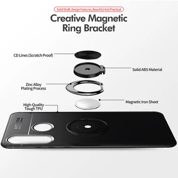 3-em-1 Vidro + Magnético capa de Silicone para Honor10i 10Lite Macio Caso de telefone huawei p30lite Cobertura Completa honra 10i anel magnético Caso