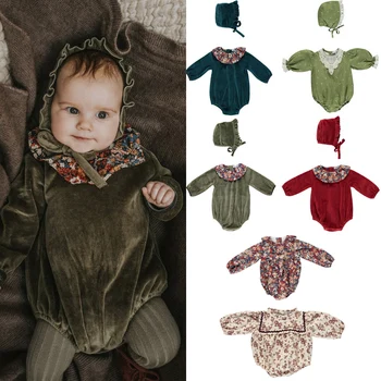 O Bebê Meninas Bodysuits 2020 Ser Marca Nova De Outono Inverno Bebê Recém-Nascido De Veludo Quente Macacões Roupas Da Moda