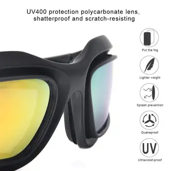 KEMiMOTO Motocicleta Óculos De Não-Polarizada De Moto Óculos De Desporto, Óculos De Sol Com 4 Conjuntos De Lentes De Caça Tiro De Verão
