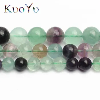 Natural Colorido Fluorite Rodada Solta Esferas de Pedra Para Fazer Jóias de 15,5 polegadas Escolha o Tamanho 6/8/10/12 mm DIY Pulseiras Colar