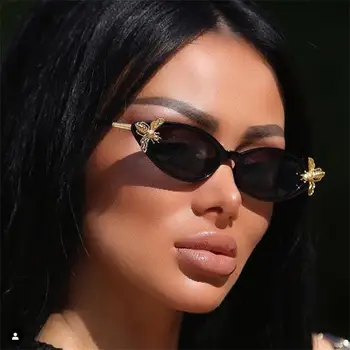 2020 Senhoras da Moda Vintage Abelha Óculos de sol de Pequeno Leopardo em Tons de Mulheres de óculos de Sol Óculos Estreita, Olho de Gato Óculos de sol UV400
