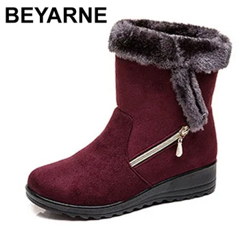 BEYARNE2019 botas de inverno para as mulheres, quente luxuoso de neve botas, sapatos femininos com zíper, botas de inverno para as mulheres, mais o tamanho de sapatos