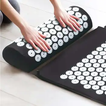 Massageador Almofada de Massagem, Yoga Mat Acupressão Aliviar o Stress para Trás a Dor do Corpo de Espiga de Tapete de Acupuntura Massagem Tapete de Yoga com Travesseiro